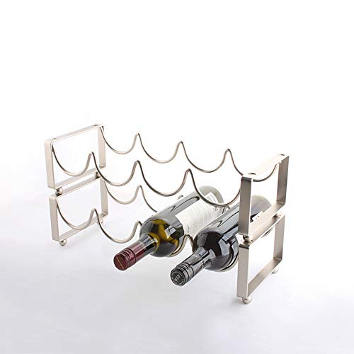 Soporte para 4 botellas de vino de metal apilable miniatura 2