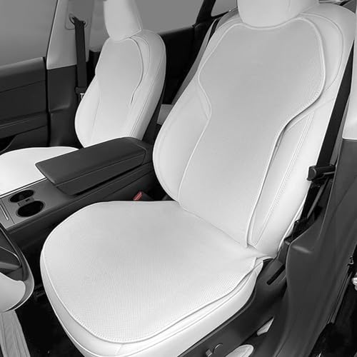 Housses de siège Tesla Model Y et 3 en soie glacée blanche pour protection auto avant