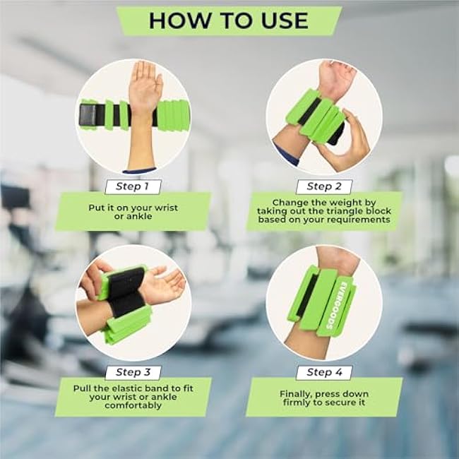 Wrist and Ankle Weights for Women and Men, Set of 2 (1lb Each) Wrist Weights with Sweatband, Adjustable Strap Leg Weights Perfect for Yoga, Pilates, Dance, Pool Workouts, and Jogging