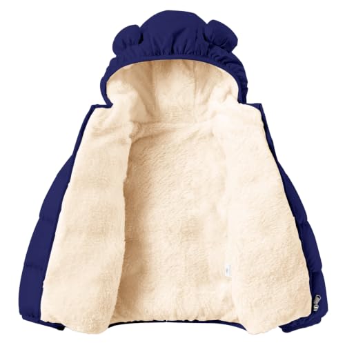 Image of Toddler Boys Girls Thicken Winter Coat Baby Fleece Warm Cute Bear Ear Hooded Jacket Clothes 2024