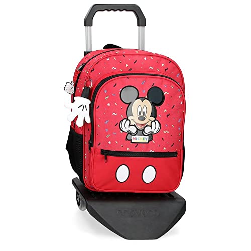 Disney - Mochila Escolar It´s A Mickey Thing 38Cm Con Carro En Oferta Disney It´s A Mickey Thing Mochila Escolar Con Carro Rojo 30X38X12 Cms Poliéster 13,68L