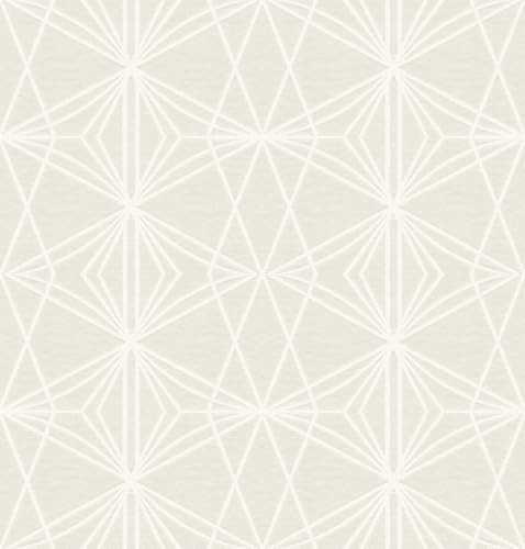 FunStick Beige Cream White Geometric Peel and Stick Wallpaper Mod...