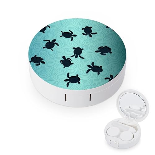 fkgvwo Contact Lens Container Tortoise Travel Contact Lens Box with Mirror Tweezers Solution Bottle