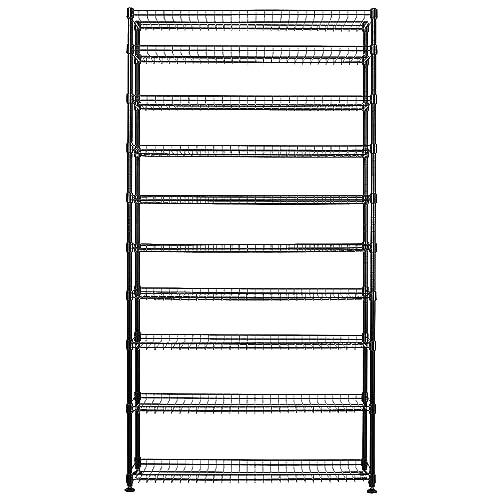 SafeRacks 10-Tier Shoe Rack, Black, 60 Pair Organizer