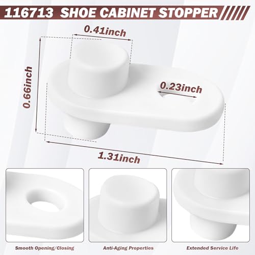 Image of Shoe Cabinet Hinge and Stopper Replacement Part #110364 and #116713