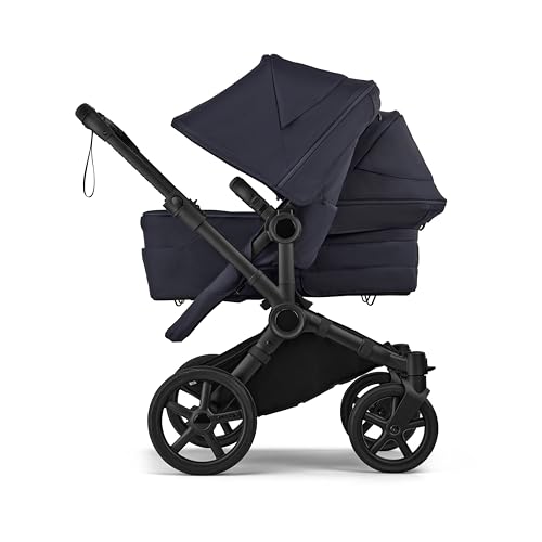 Bugaboo Donkey 6 Double, Geschwisterwagen für Baby & Kleinkind, Doppelkinderwagen mit wendbarem Sitz und Liegewanne, komfortable Einhand-Lenkung, Deep Indigo