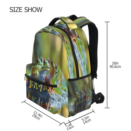 Frog Leaf Animal Backpack for School Boys Girls Adults Kids Bookbag Laptop Bag 15L4
