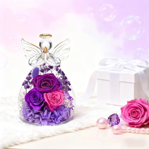 ASTRYAS Rosa Preservada con Ángel en Vidrio miniatura 3
