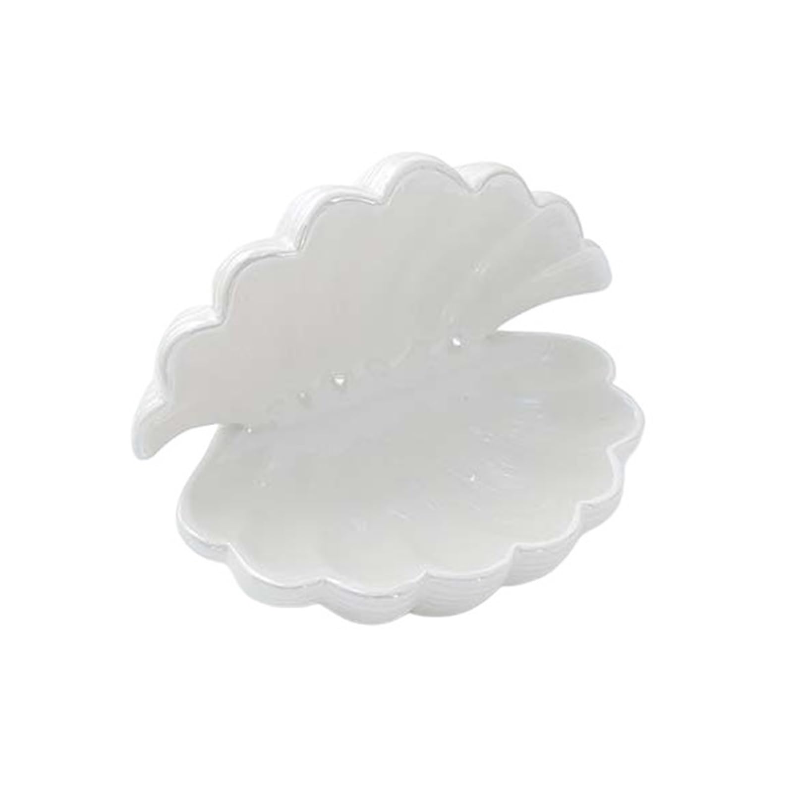 RRYPBOVG Ceramic Jewelry Dish Ceramic Shell Jewelry Plate Earring Storage Display Dressing Table Home Handicraft Small Ornaments(White)