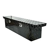 SUPERFASTRACING 60'X12'X14' Aluminum Pickup Trunk Bed Tool Box Trailer Storage + Lock Black