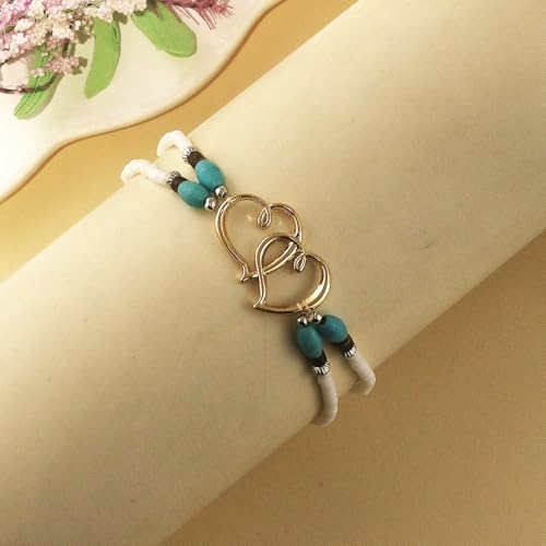Image of Elastic Beaded Ankle Bracelets for Women Double Heart Layered Stretch Ankle Bracelets Waterproof Dainty Boho Beaded Anklets for Summer Beach Foot Jewelry