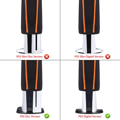 Image of PlayVital Black Nylon Dust Cover for PS5, Soft Neat Lining Dust Guard for PS5 Console, Anti Scratch Waterproof Cover Sleeve for ps5 Console Digital Edition & Disc Edition - Orange Trim