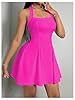 GORGLITTER Women's Halter A Line Mini Dress Sleeveless High Waist Swing Party Cocktail Dresses Hot Pink Small #3
