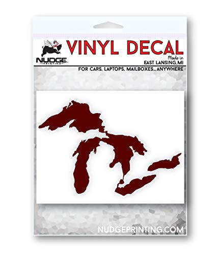 Image of Great Lakes Sticker Michigan Car Decal Premium Heavy-Duty Waterproof Vinyl for Bumpers, Windows, Laptops, Water Bottles or Coolers (Maroon, 4.74 inch Wide)