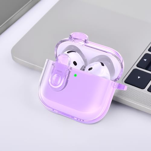 Image of (with Safety Lock) Clear Case Compatible with Cute Apple Airpods 4 Cases 2024 Women, VISOOM Soft TPU Transparency Air pods 4 Gen Case iPods 4 Earbuds Case Girl Bling Keychain for Airpod iPod 4th Gen