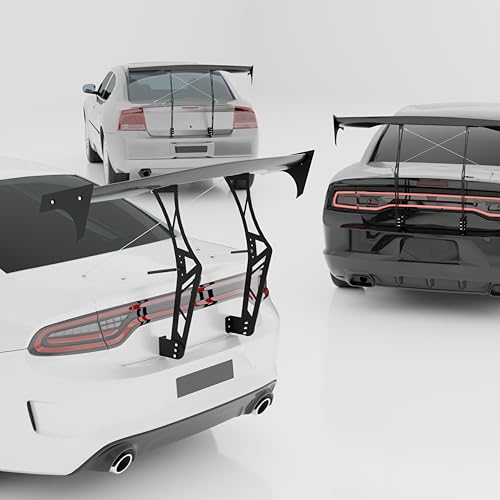 Narpes Rear Spoiler Wing 56inch GT Big Large Racing Style Trunk Chassis Mount Spoiler for Dodge Charger All Models All Years Painted Gloss Black