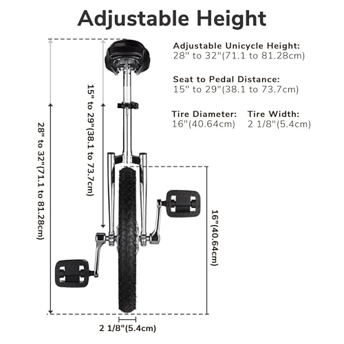 Image of AW 16 /18 /20 /24 Inch Wheel Outdoor Unicycle Adjustable Seat Exercise Bicycle | Fit Adults Kids Outdoor Sports Fitness Exercise, Various colors For Choice