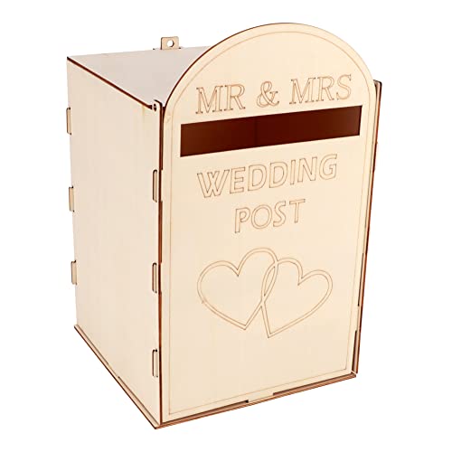 ALEOHALTER Wedding Post Box Wooden Gift Card Mailbox Rustic Wedding Gift Card Holder Box for Wedding Party Decoration, Royal Mail Styled, Flat Pack