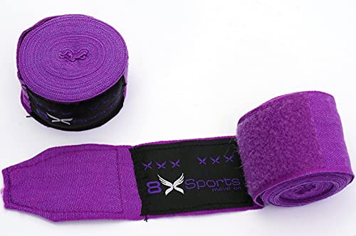 8XSports Boxbandagen - Innenhandschuhe - handgefertigt - lange Boxbandagen aus Polyester, Baumwolle und Kohlefaser - 4,5 m (lila, Einheitsgröße) Cover