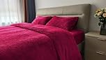 John Aird Teddy Fleece Duvet Cover Quilt Bedding Set With Pillow Cases (Red, Double)