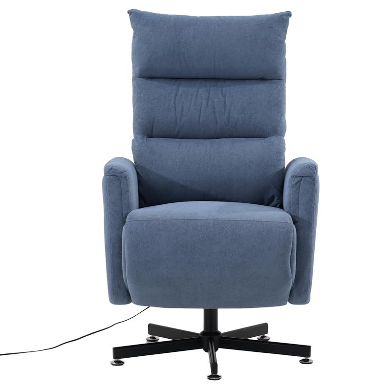 Image of Royaloak Austin Power Motion Recliner Chair 1S, High Backrest and Headrest, Fabric Upholstery, Swivel and Power Recline, Sturdy 5-Point Metal Base, Adjustable Seating Chair