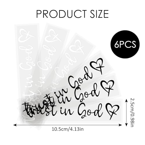 Image of 6 Pcs Trust in God Rearview Mirror Stickers, 4 inch Waterproof High-Adhesion Christian Mirror Decals, Daily Commute Car Interior Faith-Based Decor for Inspirational Road Trip Personalizing