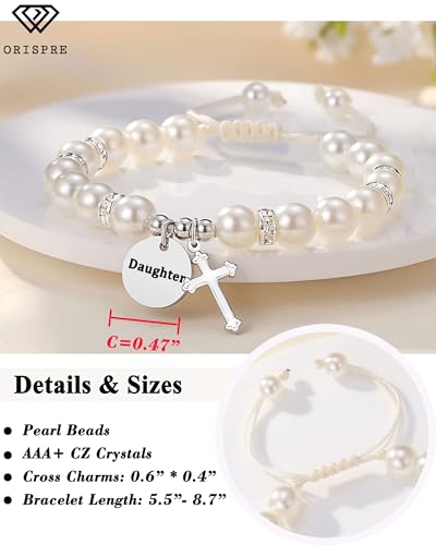 Peal Cross Bracelet for Girls Daughter Granddughter Goddaughter Baptism Communion Confirmation Birthday Christmas Gifts3