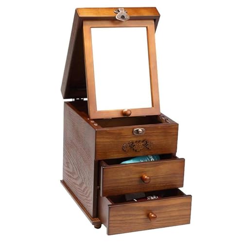 Boîte à bijoux anti-nœud à tiroir : coffret avec miroir pour ranger vos bagues