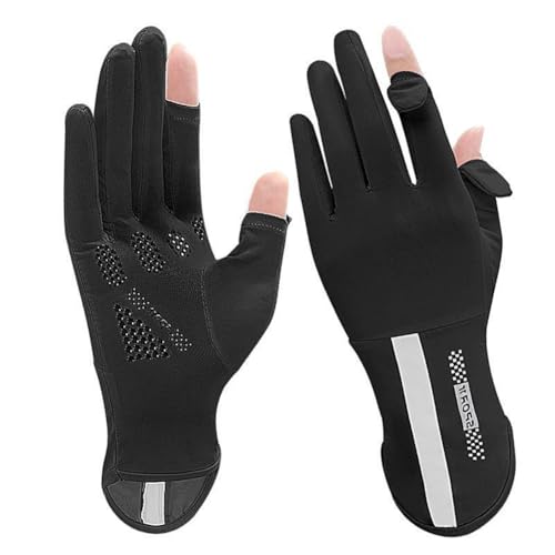Violiica Mitaines de cyclisme en soie glacée pour femme, gants longs et fins, avec paume antidérapante et rabat compatible avec les écrans tactiles, 90 x 270 mm, épaisseur 0,5 mm