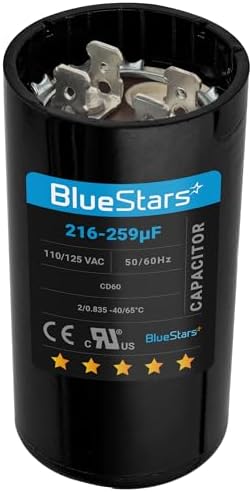 [UL Listed] BlueStars 216-259 uF MFD 110-125 VAC Motor Start Capacitor CD60