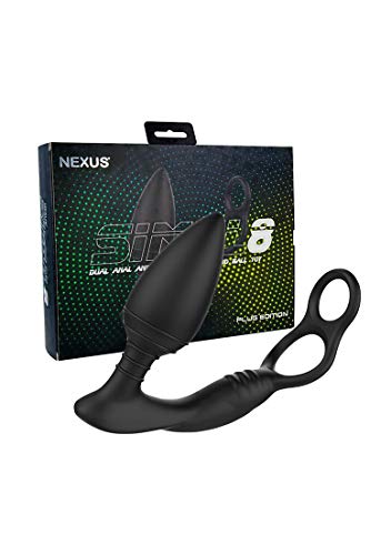 Nexus Simul8 Vibrating Double Cock Ring & Anal Plug, Black