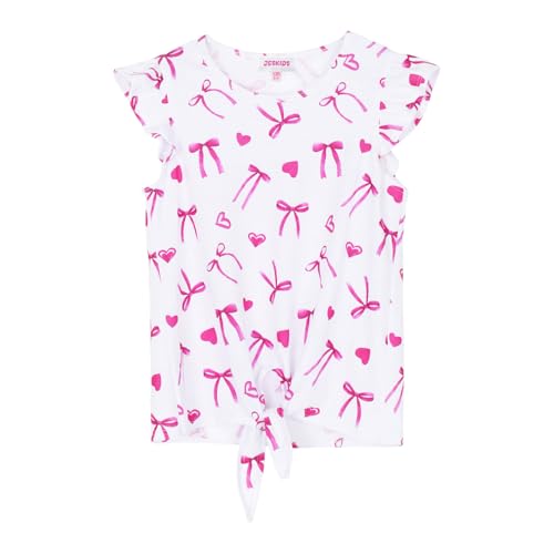 Image of JESKIDS Girls Short Sleeve Shirts Ruffle Tie Front Unicorn /Tie Dye Print Summer Tee Tank Tops 3-11 Years
