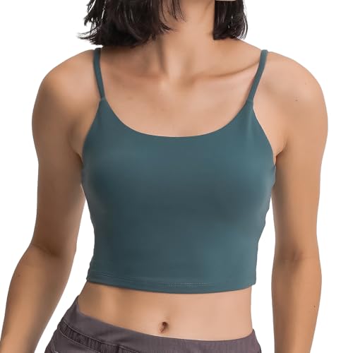 Image of Women's Strappy Stretch Sports Bra Longline Yoga Tank Top Fitness Bra Workout Camisole Crop Tops for Teen Girl