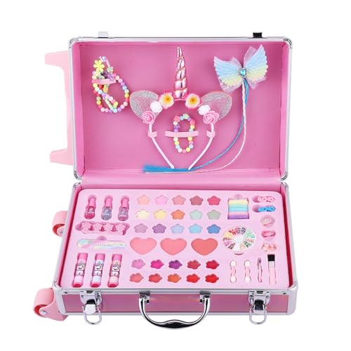 HPQHPQ Kids Makeup Kit for Girls, Play Makeup Set for Kids 3-5,Princess Toys Real Washable Cosmetics Set , Perfect for 3 4 5 6 7 8 Year Old Girls Birthday