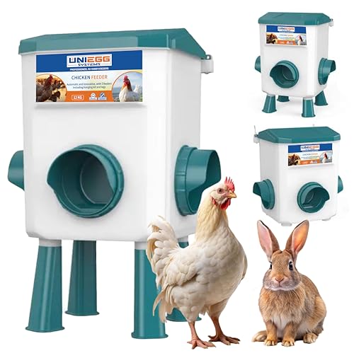 UniEgg Feeder - 12 KG (Groen) automatische 3-in-1 kippenvoerbak met ophangset en poten