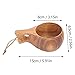 OUKENS 220ml Wooden Camping Cup, Heat Insulation Finely Polished Coffee Mug with Handle for Outdoor Hiking,Handcrafted Wood Camp Mug,Hardwood Cup (Single Hole Cup)