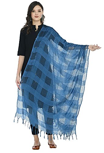 a r silk Women's Cotton Indiga Blue Self Design Dupatta # Regular Dupatta-picture-52