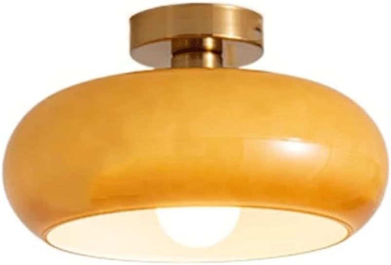 Round Mini Glass Lampshade Ceiling Light - E27 Flush Mount Fixture for Bedroom and Decorative Lighting(White)