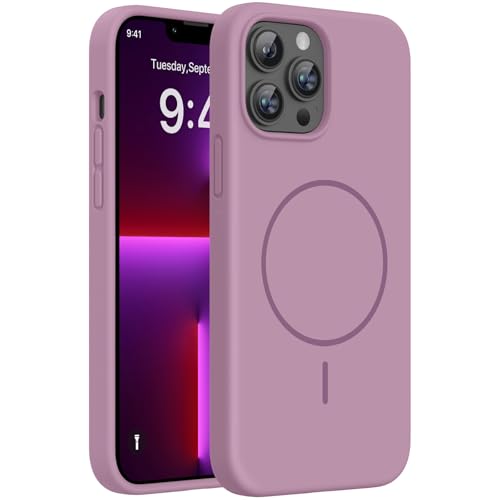 Image of Miracase Magnetic for iPhone 13 Pro Max Case, [Soft Anti-Scratch Microfiber Lining], Compatible with MagSafe, Liquid Silicone Shockproof Drop Protection Phone Case for 13 Pro Max, Blackcurrant