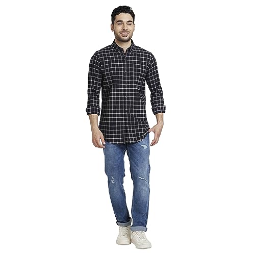 Image of Spykar Men's Regular Fit N /A Full Sleeve Checked Casual Shirts