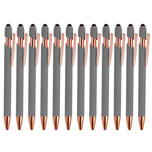 Bolígrafo de metal PATIKIL con punta de lápiz capacitivo gris y tinta negra de 1.0 mm pack 12