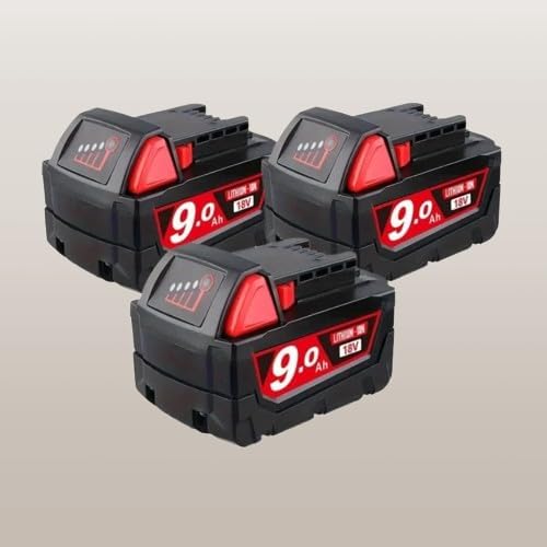 18V 9.0Ah Ultra-High Capacity Replacement for Milwaukee 18V Battery Compatible with Milwaukee 18 Volt Batteries 48-11-1815 48-11-1820 48-11-1828 48-11-1830 48-11-1840 48-11-1850 48-11-1852 (3-Pack)