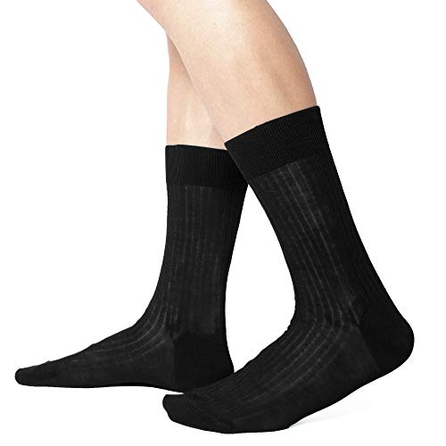 Classic rib 100% Filo Scozia thin Cotton Men's Crew Dress Socks - 5 Pairs - Made in Italy