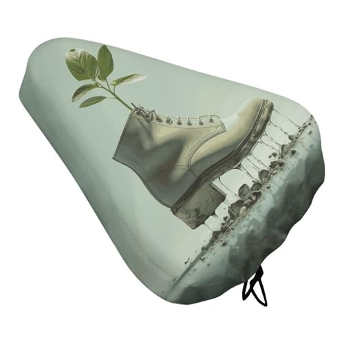Cubierta para asiento de bicicleta Shoes and Green Buds, poliéster, cojín lavable con ajuste de tamaño mediante hebilla y cierre de cuerda, suave para mayor comodidad para ciclistas urbanos