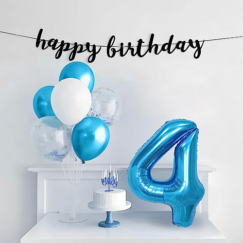 Image of 40 Inch Blue Number Balloons, Helium Mylar Foil Number Balloons for Birthdays, Number 4 Balloon for Party Wedding Bachelorette Birthday Bridal Shower Graduation Anniversary Celebration Party