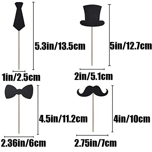 Hokpa Cupcake Toppers Mini Black Bowtie Mustache Hat Neckcloth Adult Ceremony Birthday Celebration Decorations Diy Home Baby Shower Theme Party Food Fruit Cake Picks For Decor( 24Pcs) #TOP1