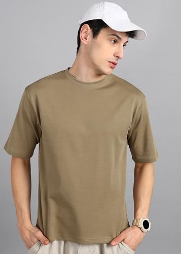 Image of Alan Jones Clothing Men's Oversized Solid T-Shirt | Premium Heavy Fabric | Crew Neck Casual Wear