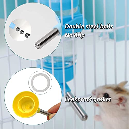 Hamster Water Bottle Small Animal Standing Water Dispenser Ceramic Base Cage Hanging Water Feeding Bottles Auto Dispenser for Hamster Guinea Pig Squirrel Rabbit Hedgehog (Pink) - Thumbnail 4