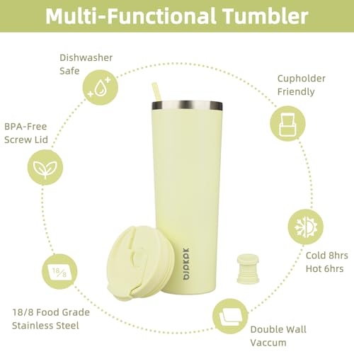 Image of BJPKPK 30 oz Coffee Tumbler with Straw, Insulated Stainless Steel Cup
