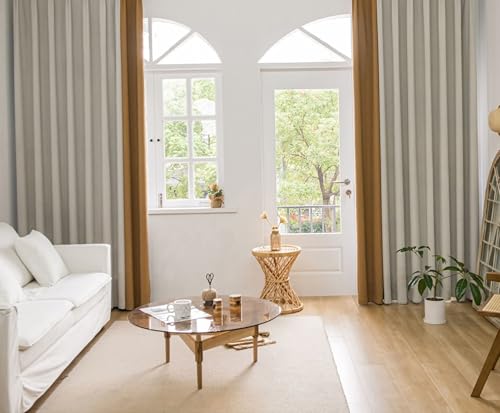 Homxi Cortinas Dormitorio Matrimonio 2 Piezas,2 x 137W x 214H CM,Cortinas Comedor Blackout Marrón Blanco Empalme de Color Sólido Cortina de Ojales Dormitorio